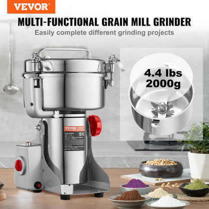 HC-2000Y - 2000g High-Speed Spice Grinder with Adjustable Timer and Swing Design