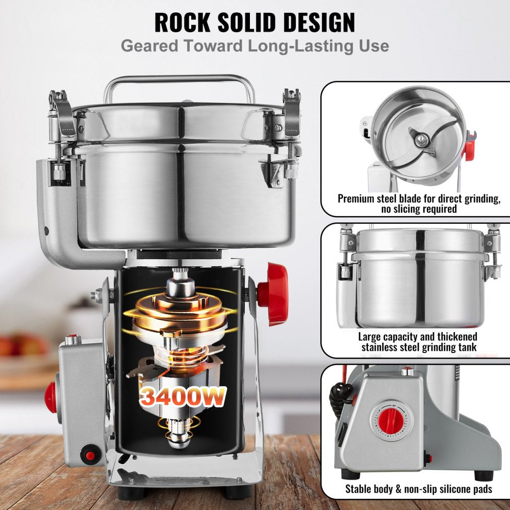 HC-2000Y - 2000g High-Speed Spice Grinder with Adjustable Timer and Swing Design