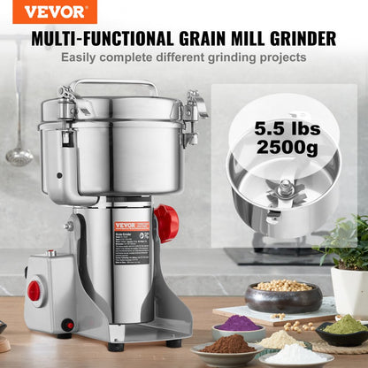 HC-2500Y - 2500g Electric Spice Grinder with Adjustable Thickness and Timer