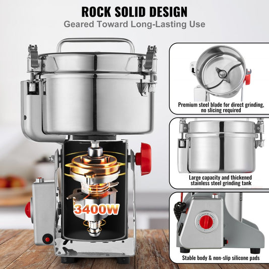 HC-2500Y - 2500g Electric Spice Grinder with Adjustable Thickness and Timer