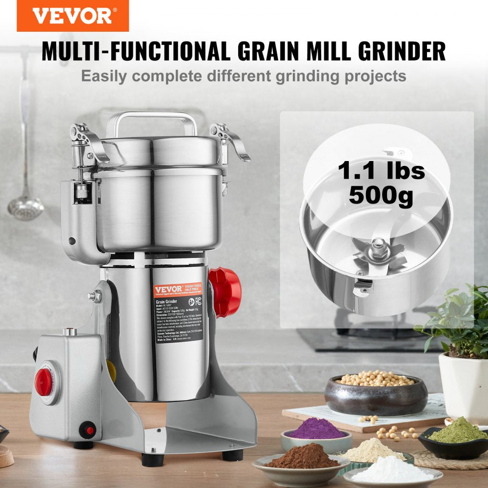 HC-500Y - 500g Electric Spice Grinder with 270-Degree Swing Design