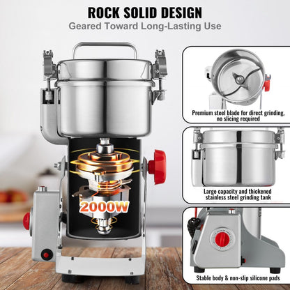 HC-500Y - 500g Electric Spice Grinder with 270-Degree Swing Design