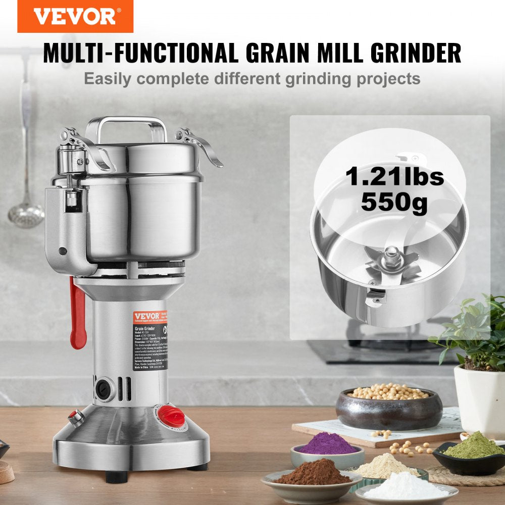 HC-550 - 550g Electric Grain Mill with Adjustable Timer & Durable Stainless Steel Blades