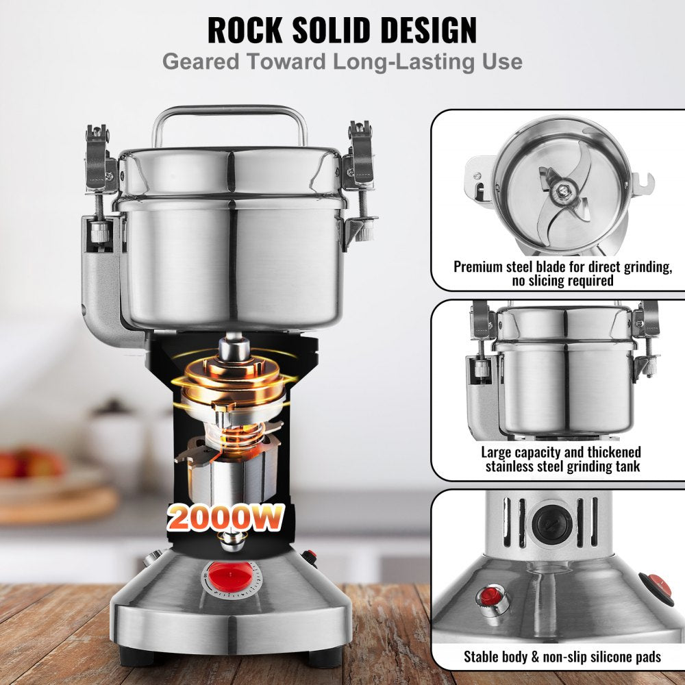 HC-550 - 550g Electric Grain Mill with Adjustable Timer & Durable Stainless Steel Blades