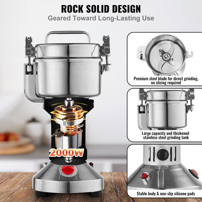 HC-550 - 550g Electric Grain Mill with Adjustable Timer & Durable Stainless Steel Blades