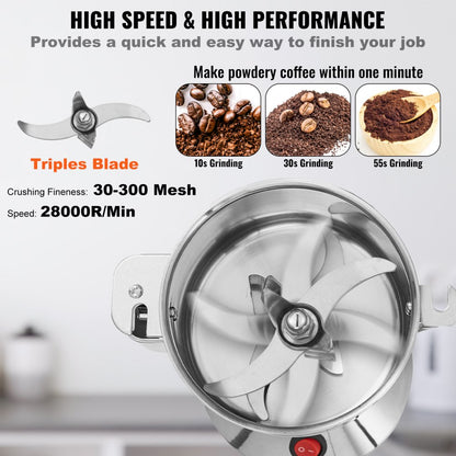 HC-550 - 550g Electric Grain Mill with Adjustable Timer & Durable Stainless Steel Blades