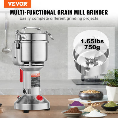 HC-750 - 750g High-Speed Electric Grain Mill with Adjustable Grinding Thickness