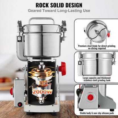 HC-750Y - 750g Electric Spice Grinder with 270-Degree Swing Design