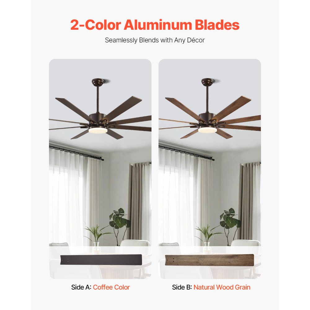 FR25050L-72"ORB - 72" VEVOR Ceiling Fan & Light with 6 Speeds