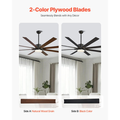 FR25050L-72"MBK - 72" Modern Ceiling Fan with Light & Remote Control