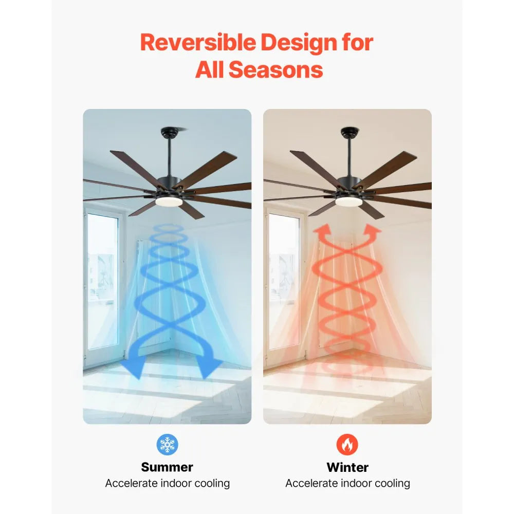 FR25050L-72"MBK - 72" Modern Ceiling Fan with Light & Remote Control