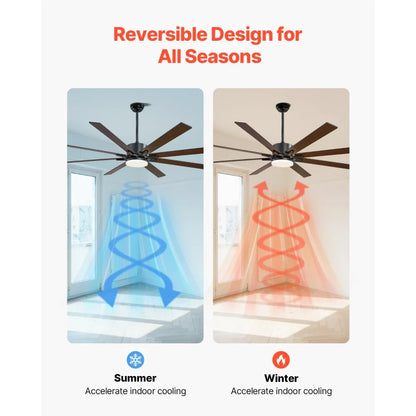 FR25050L-72"MBK - 72" Modern Ceiling Fan with Light & Remote Control
