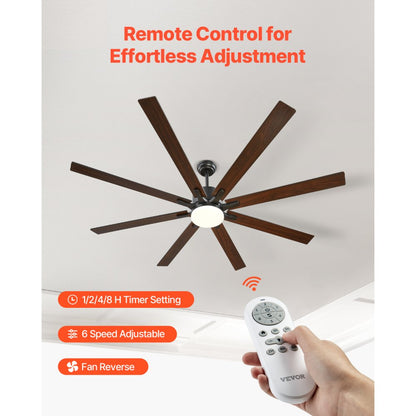 FR25050L-72"MBK - 72" Modern Ceiling Fan with Light & Remote Control