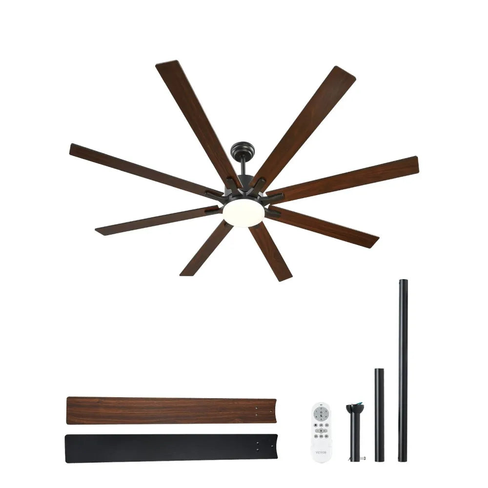 FR25050L-72"MBK - 72" Modern Ceiling Fan with Light & Remote Control