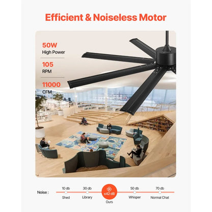 FR25049L-72"MBK - 72" VEVOR Ceiling Fan with LED Light & Quiet Motor