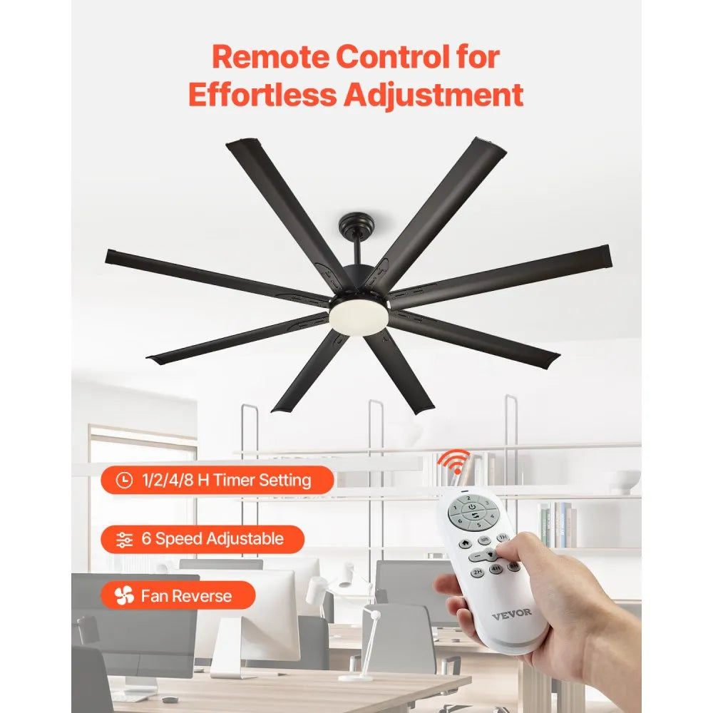 FR25049L-72"MBK - 72" VEVOR Ceiling Fan with LED Light & Quiet Motor