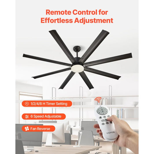 FR25049L-72"MBK - 72" VEVOR Ceiling Fan with LED Light & Quiet Motor