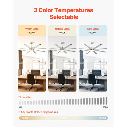 FR25049L-72"BN - 72" Modern Ceiling Fan with Remote & LED Light