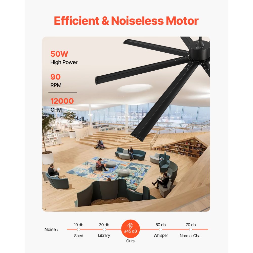 FR25049L-84"MBK - Modern 84" Ceiling Fan with Light & Remote Control