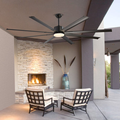FR25049L-84"MBK - Modern 84" Ceiling Fan with Light & Remote Control