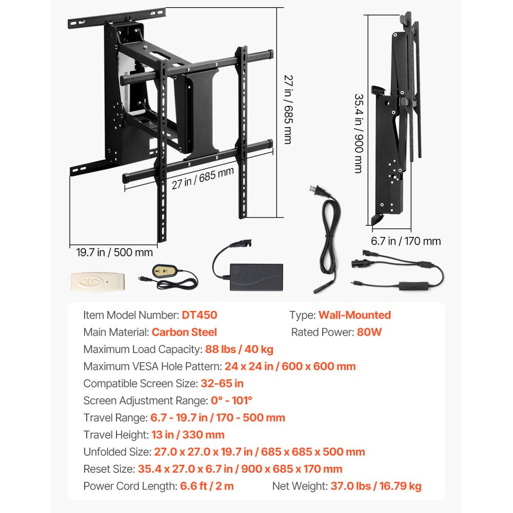DT450 - Remote-Controlled Motorized TV Mount for 65" Screens