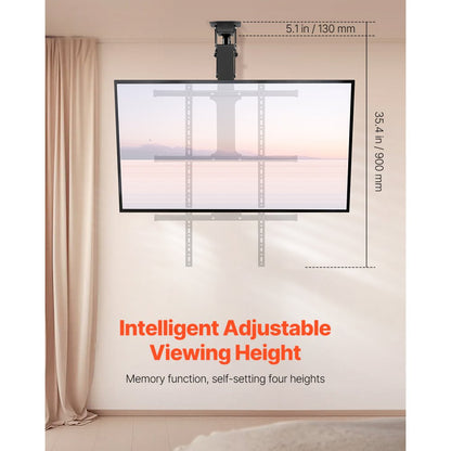 DT500-A - VEVOR Motorized Ceiling TV Mount for 32"-65" TVs, Adjustable Height