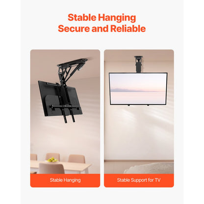 DT500-A - VEVOR Motorized Ceiling TV Mount for 32"-65" TVs, Adjustable Height