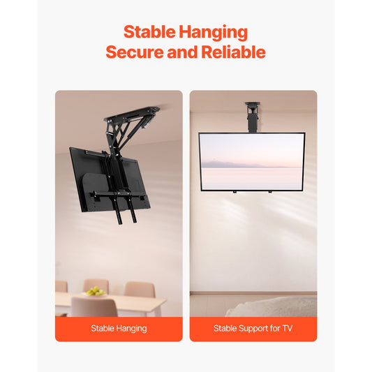 DT500-A - VEVOR Motorized Ceiling TV Mount for 32"-65" TVs, Adjustable Height