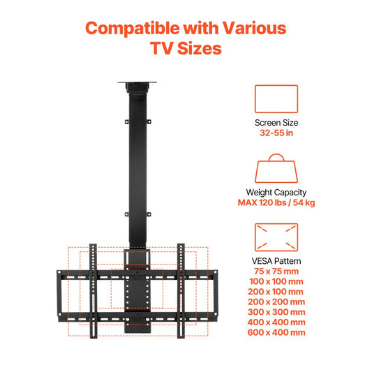 OK888-DD730 - Remote-Controlled Motorized Ceiling TV Mount for Optimal Viewing