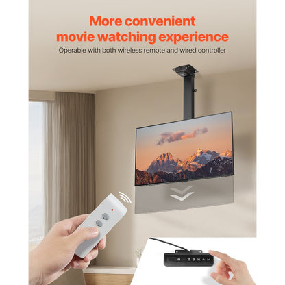OK888-DD730 - Remote-Controlled Motorized Ceiling TV Mount for Optimal Viewing