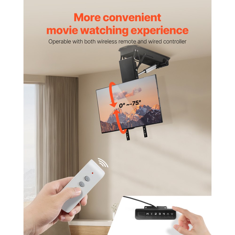 DT680-A - Motorized Ceiling TV Mount for 32"-70" TVs with Remote Control