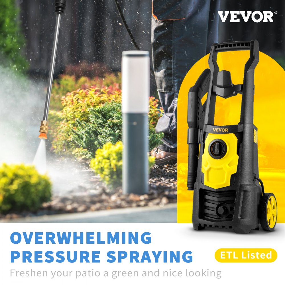 VV-GYQXJ-1.65D - 2000 PSI Electric Pressure Washer with 30 ft Hose & Wheels