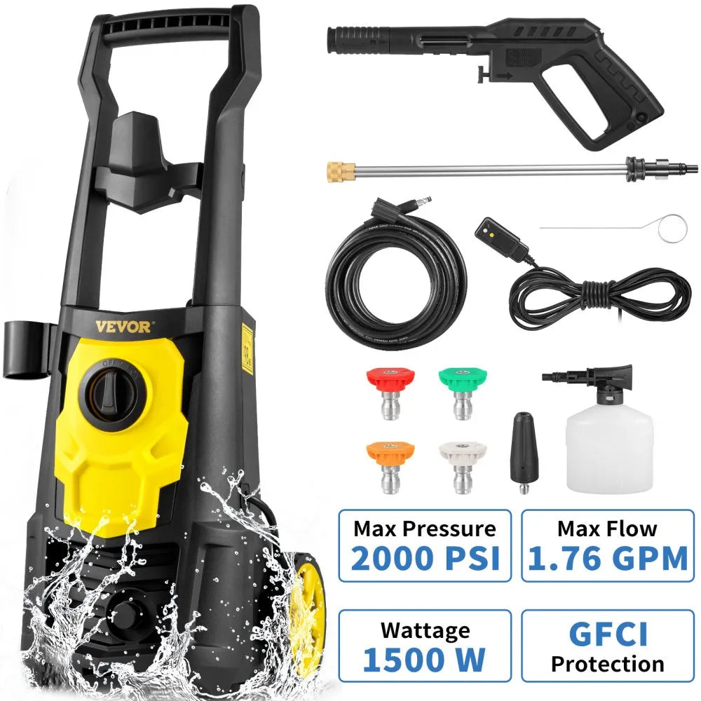 VV-GYQXJ-1.76 - 2000 PSI Electric Pressure Washer with 30ft Hose