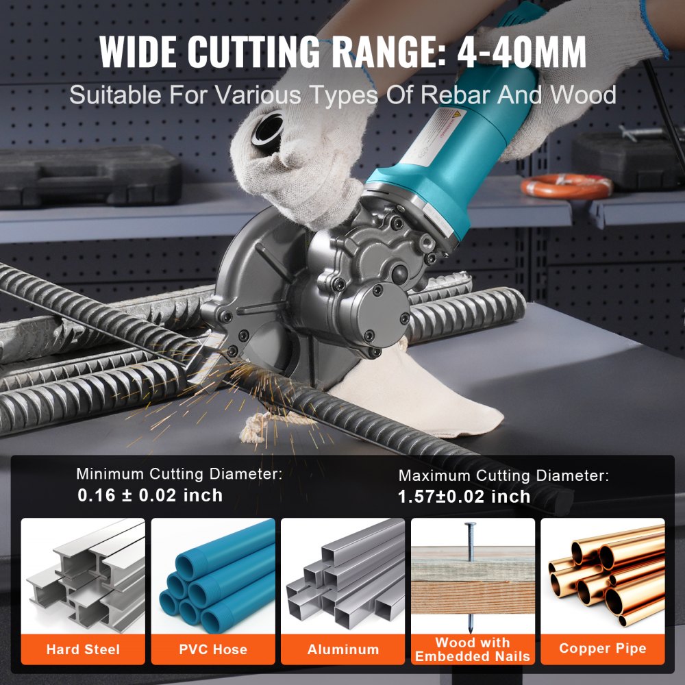 RD-10 - Powerful Electric Rebar Cutter for 4-40mm Cutting Tasks