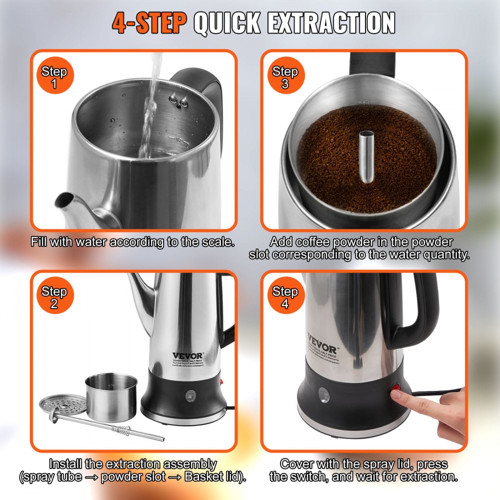 SFC18100S - 1.8L Stainless Steel Electric Percolator for 12 Cups