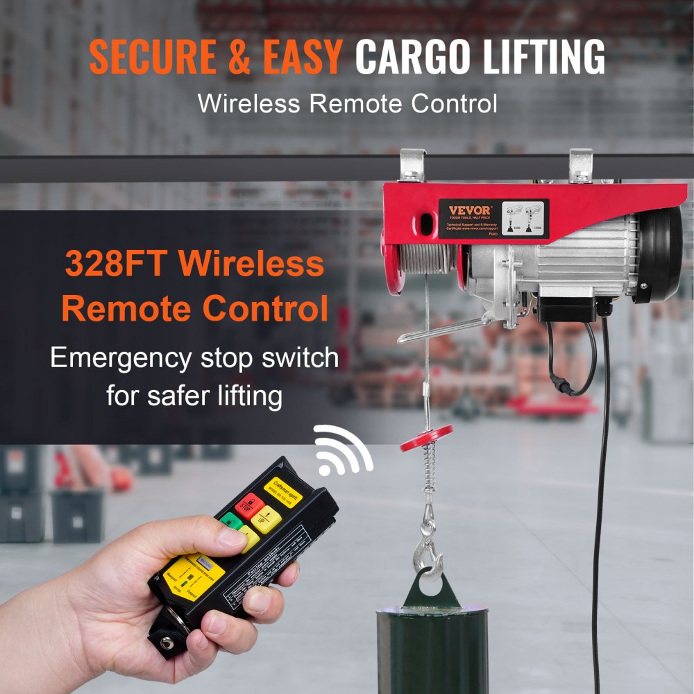 PA800 - VEVOR 1760 lbs Electric Hoist with 328 ft Remote Control