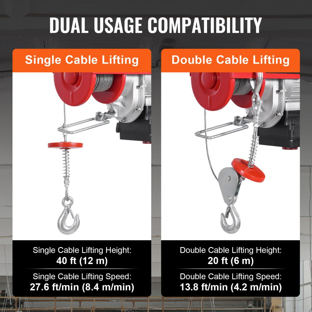 PA600 - VEVOR Electric Hoist 1320 lbs, 328 ft Wireless Control