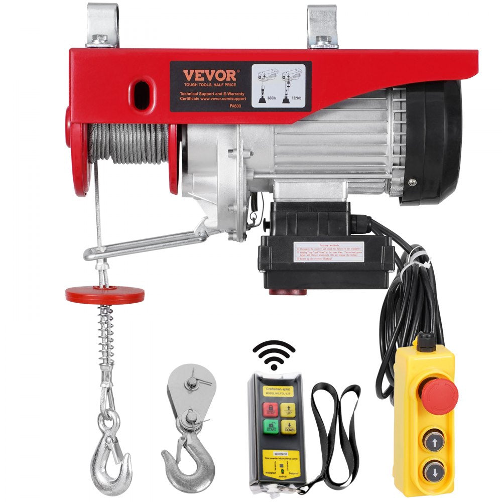 PA600 - VEVOR Electric Hoist 1320 lbs, 328 ft Wireless Control