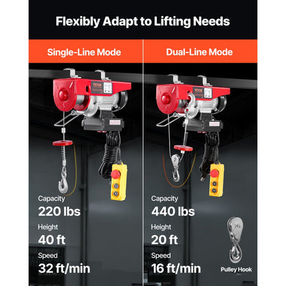 PA200 - VEVOR 440 lbs Electric Hoist, 328 ft Wireless Control