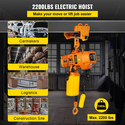 HHBD01-02 - 2200LBS VEVOR Electric Hoist with Remote Control and Dual Braking
