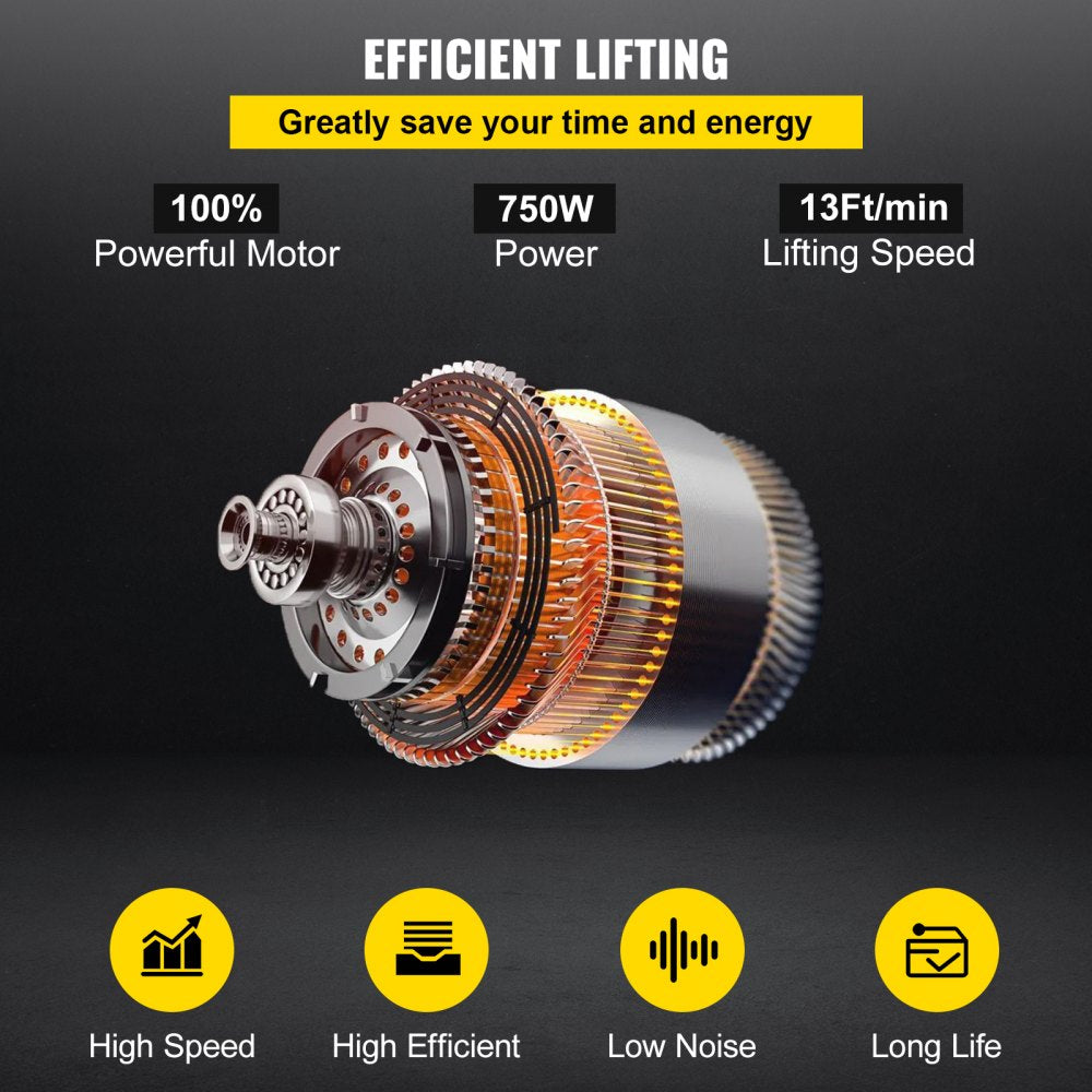 HHBD01-02 - 2200LBS VEVOR Electric Hoist with Remote Control and Dual Braking