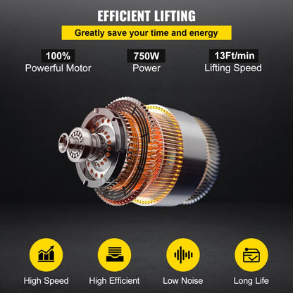 HHBD01-02 - 2200LBS VEVOR Electric Hoist with Remote Control and Dual Braking