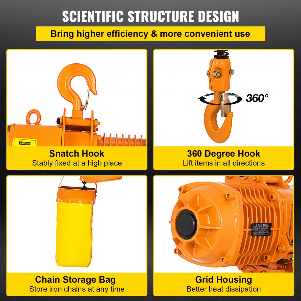 HHBD01-02 - 2200LBS VEVOR Electric Hoist with Remote Control and Dual Braking