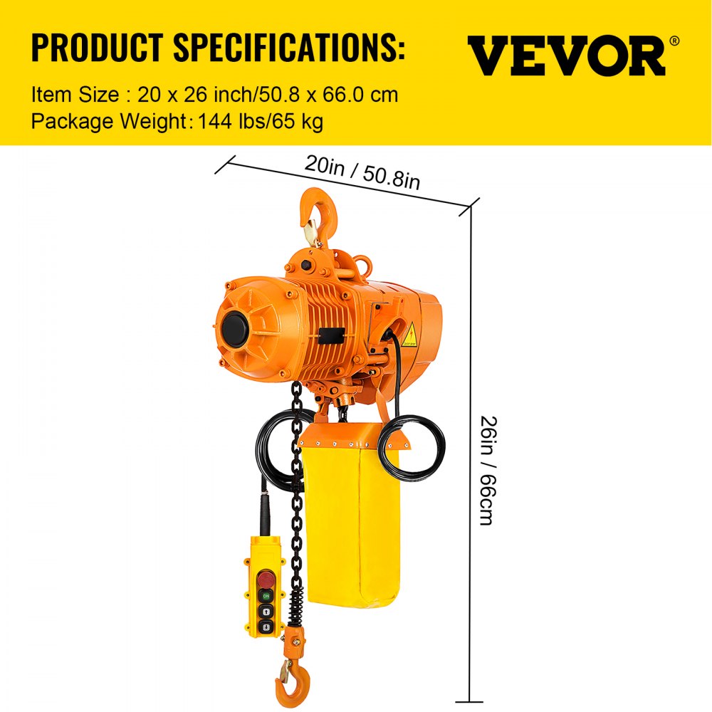 HHBD01-02 - 2200LBS VEVOR Electric Hoist with Remote Control and Dual Braking