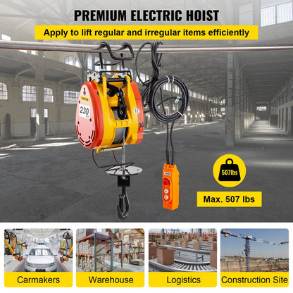 PA200 - Heavy-Duty 507lbs Electric Hoist, 98ft Lift Height