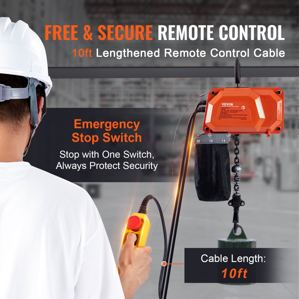 BDH150B - VEVOR 330 lbs Electric Hoist, 10 ft Lift with Remote Control