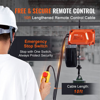 BDH150B - VEVOR 330 lbs Electric Hoist, 10 ft Lift with Remote Control