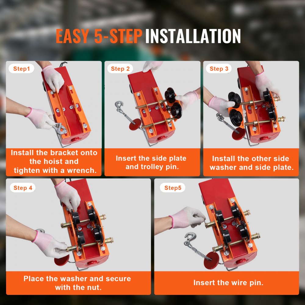 0.5T-H - VEVOR Heavy-Duty Electric Hoist Trolley for Efficient Lifting