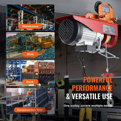0.5T-H - VEVOR Heavy-Duty Electric Hoist Trolley for Efficient Lifting