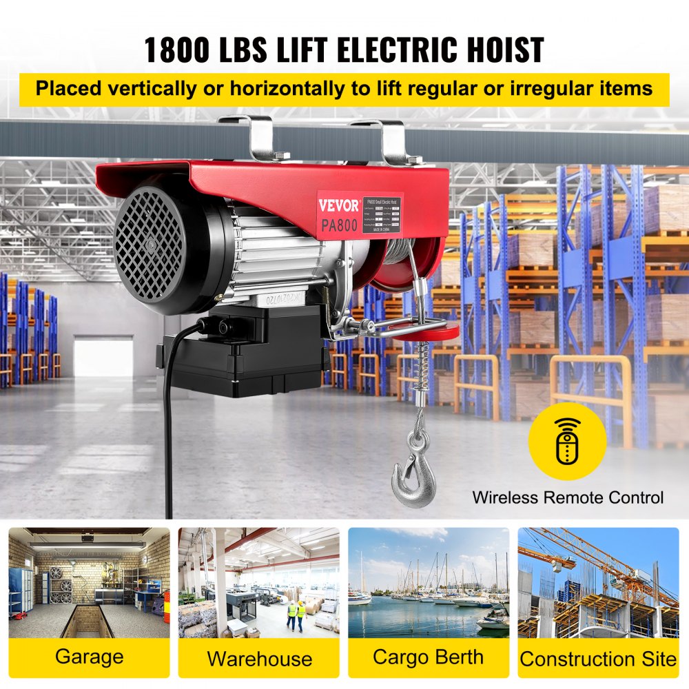 DHL1800LBS - Heavy-Duty Electric Hoist with 1800 lbs Capacity & Remote Control
